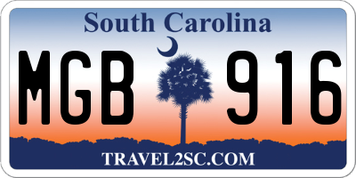 SC license plate MGB916