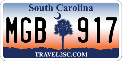 SC license plate MGB917