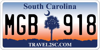 SC license plate MGB918