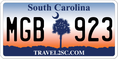 SC license plate MGB923