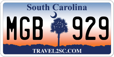 SC license plate MGB929