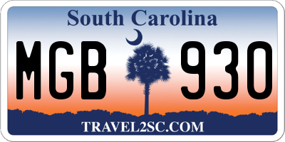 SC license plate MGB930