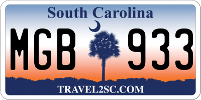 SC license plate MGB933