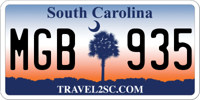 SC license plate MGB935