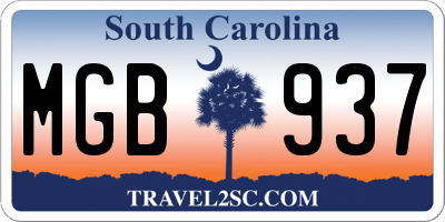 SC license plate MGB937