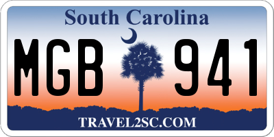 SC license plate MGB941