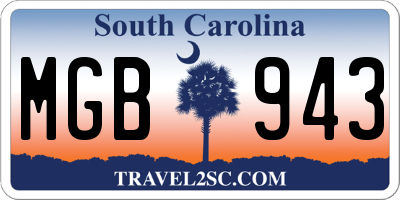 SC license plate MGB943