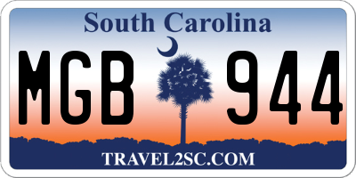 SC license plate MGB944