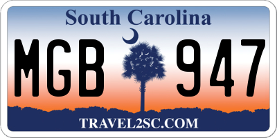 SC license plate MGB947