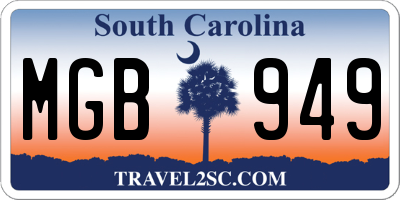 SC license plate MGB949