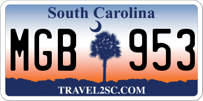 SC license plate MGB953