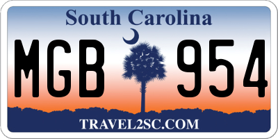 SC license plate MGB954
