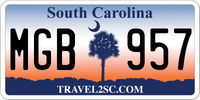SC license plate MGB957
