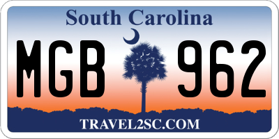 SC license plate MGB962