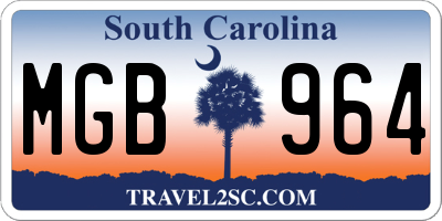 SC license plate MGB964
