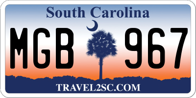 SC license plate MGB967