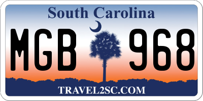 SC license plate MGB968