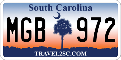 SC license plate MGB972