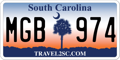 SC license plate MGB974