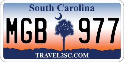 SC license plate MGB977