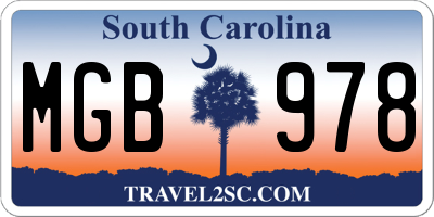 SC license plate MGB978
