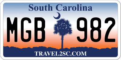 SC license plate MGB982