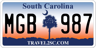 SC license plate MGB987