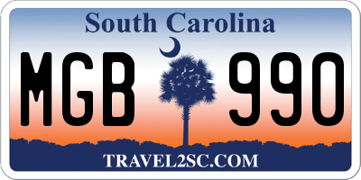 SC license plate MGB990