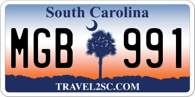 SC license plate MGB991