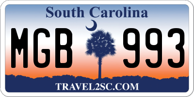 SC license plate MGB993