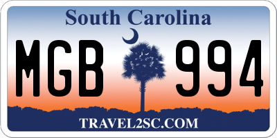 SC license plate MGB994