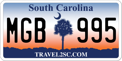 SC license plate MGB995