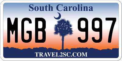 SC license plate MGB997