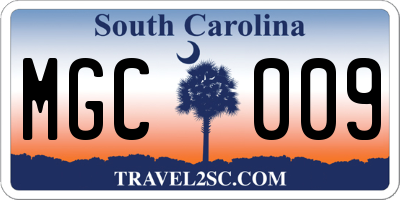 SC license plate MGC009