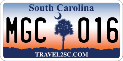 SC license plate MGC016