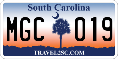 SC license plate MGC019