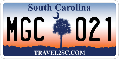 SC license plate MGC021