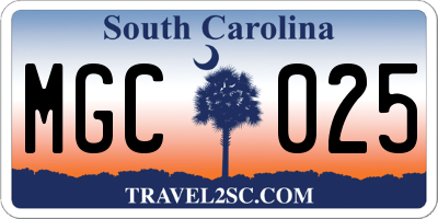 SC license plate MGC025
