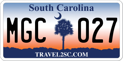 SC license plate MGC027
