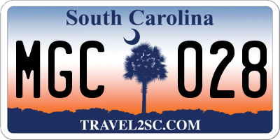 SC license plate MGC028