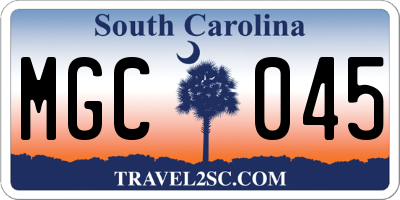 SC license plate MGC045
