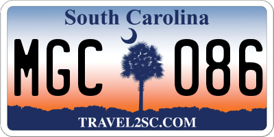 SC license plate MGC086