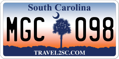 SC license plate MGC098