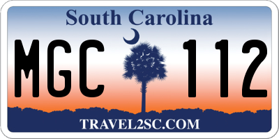 SC license plate MGC112