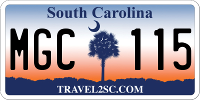 SC license plate MGC115
