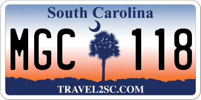 SC license plate MGC118