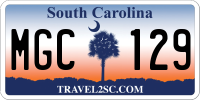 SC license plate MGC129
