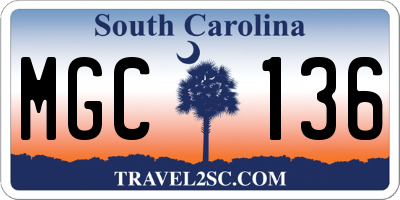 SC license plate MGC136