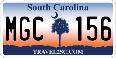 SC license plate MGC156