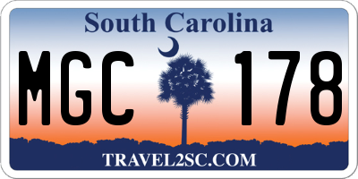 SC license plate MGC178